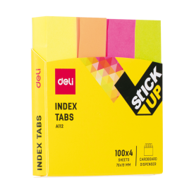 EA11202 Paper Index Tabs 76×19mm 4×100sheets 4 Neon Color