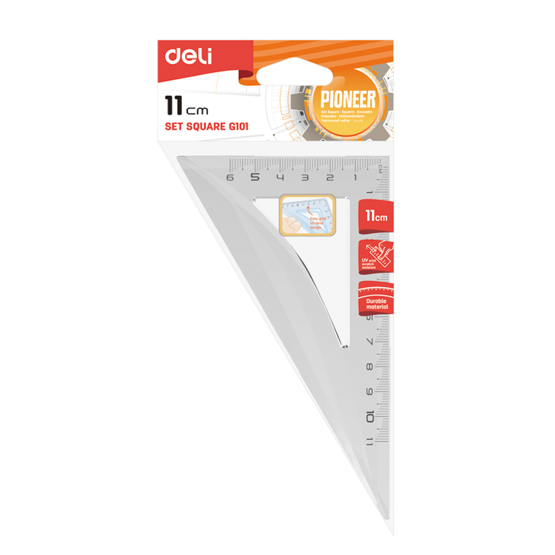 EG10112 30/60/90 Set Square Easy-grab 11cm Transparent Picture(s)