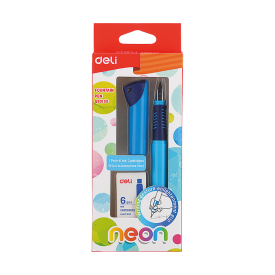 EQ80100 School Fountain Pen Set w/6 Blue Ink Cartridge