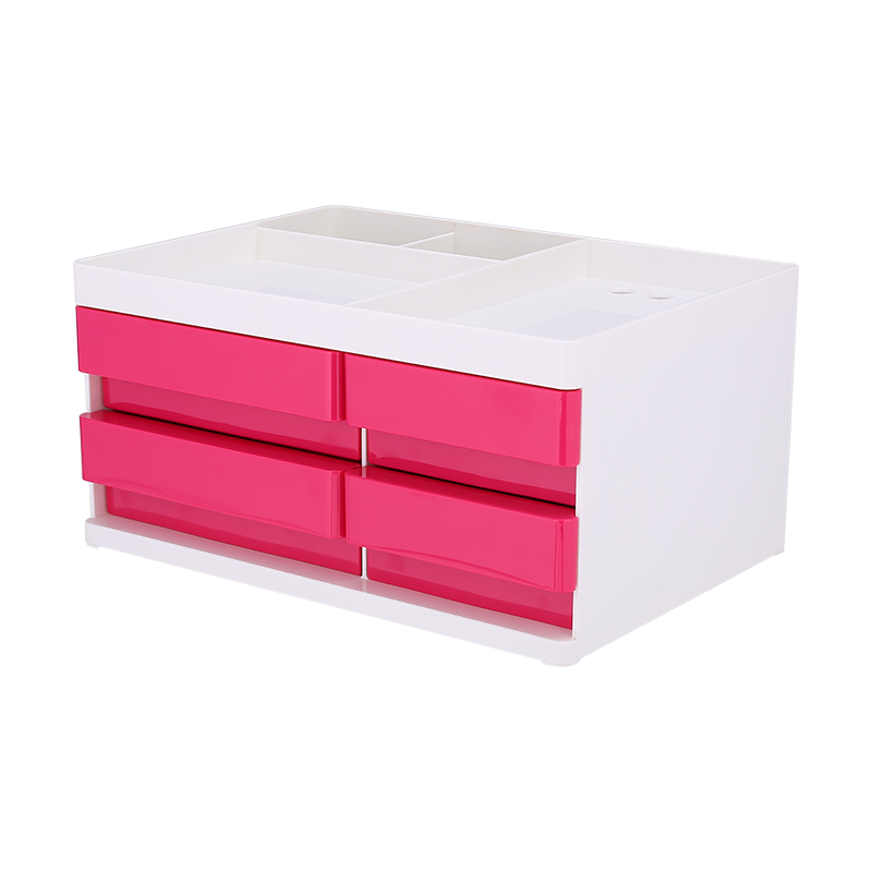 EZ25040 ABS Desk Organizer Magenta, 4 drawers, 3 comp.