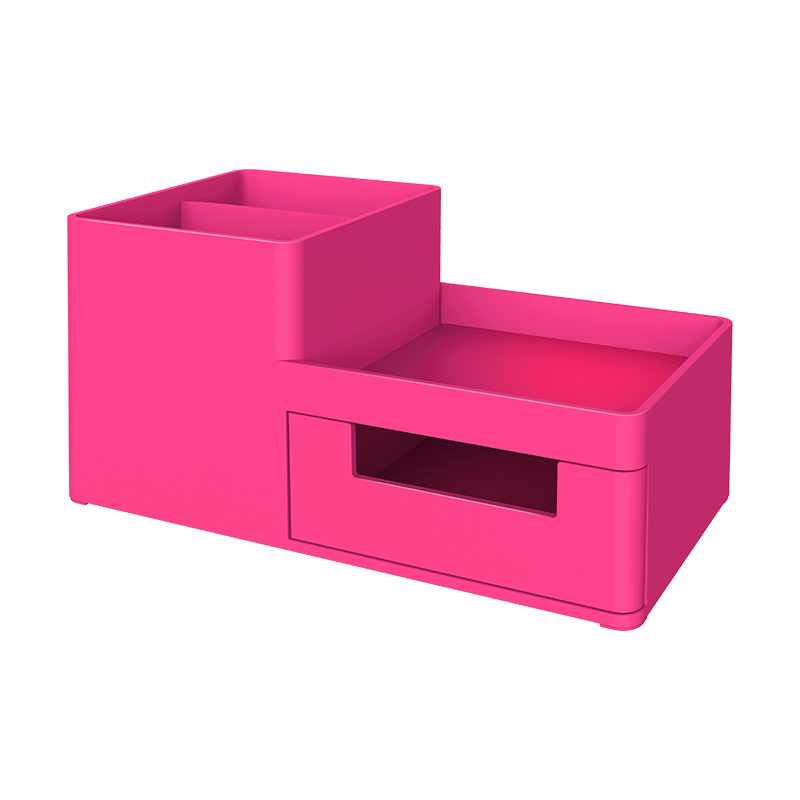 EZ25140 ABS,PS Desk Organizer Magenta, 3comp., 1 drawer
