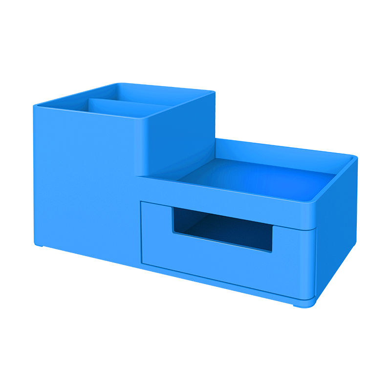 EZ25130 ABS,PS Desk Organizer Blue, 3comp., 1 drawer