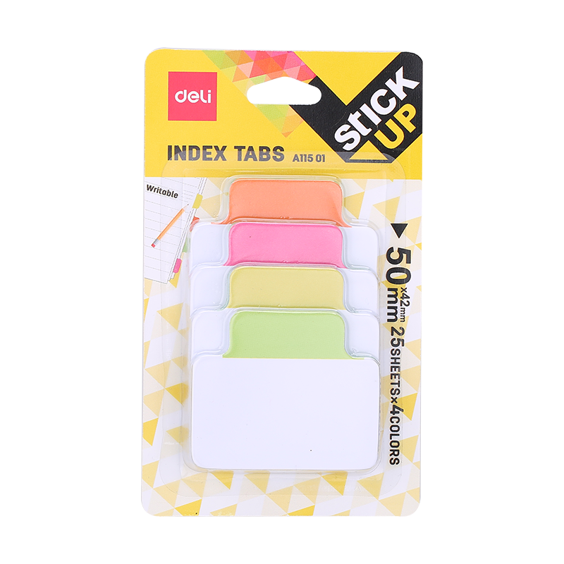 EA11501 Paper Index Tabs 50×41mm 4×100sheets 4 Neon Color